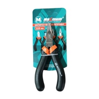 Длинногубцы мини 115 мм, CRV, резиновые рукоятки, черные, "MAXIMUM" MX 14336